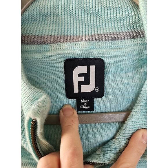 FootJoy Sweater Mens Blue Quarter Zip Pullover Golf Classic Knit FJ Wool XL - Picture 3 of 6